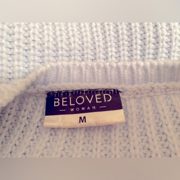 Beloved Woman powder blue lace-up sleeve sweater • medium - Picture 5 of 5